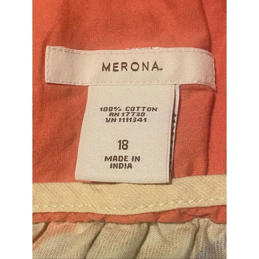 Merona Women’s Skirt 18 Cotton Chevron A-Line Geometric Print Multicolor Pockets
